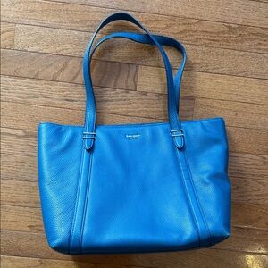 Kate Spade ♠️ 💙 Pebbled Leather Zip Large Tote Bag EUC!